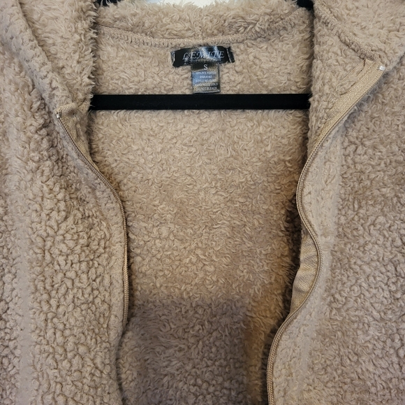 Lemite Women's Cozy teddy bear fleece  hooded jacket - Camel small - Picture 9 of 15